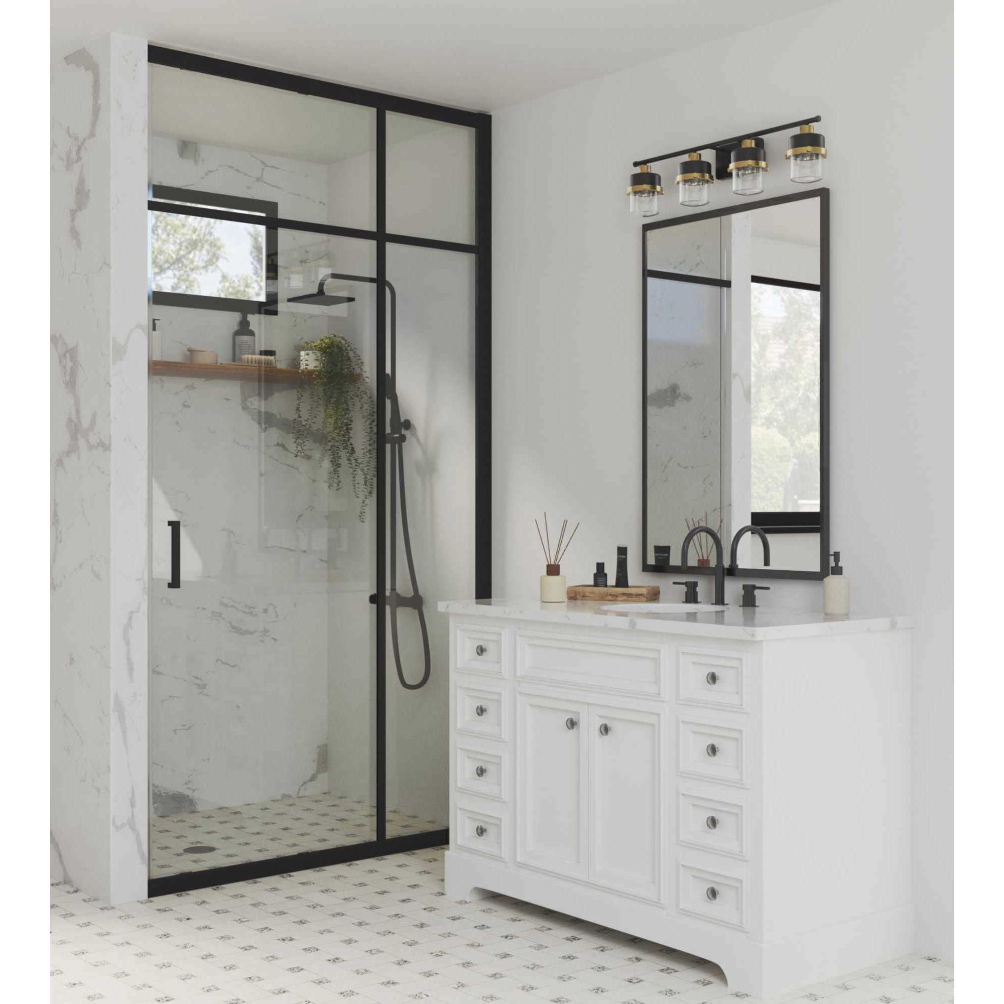 Beckner 4 Light 33.75 inch Matte Black Bath Light Wall Light