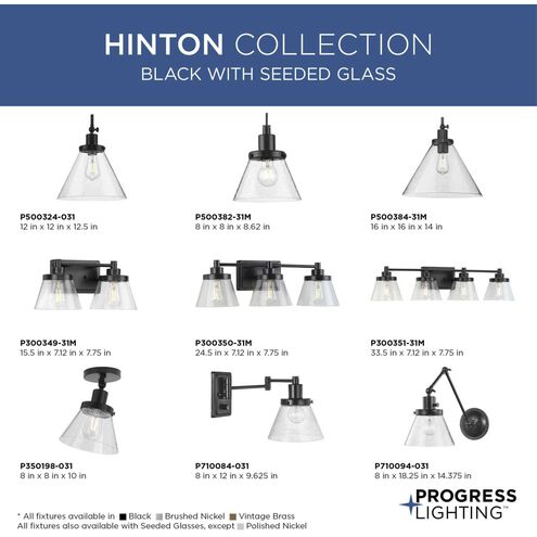 Hinton 1 Light 8 inch Matte Black Mini-Pendant Ceiling Light