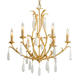 Prosecco 6 Light 30 inch Gold Leaf Chandelier Ceiling Light
