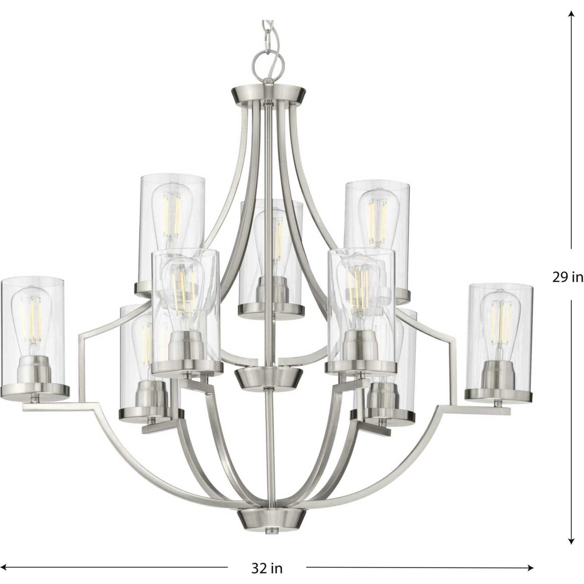 Lassiter 9 Light 32 inch Brushed Nickel Chandelier Ceiling Light