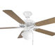 AirPro 52 inch White with Washed Oak/White Blades Ceiling Fan in White/Washed Oak