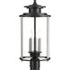 Squire 3 Light 23 inch Matte Black Outdoor Post Lantern in Black and Stainless Steel