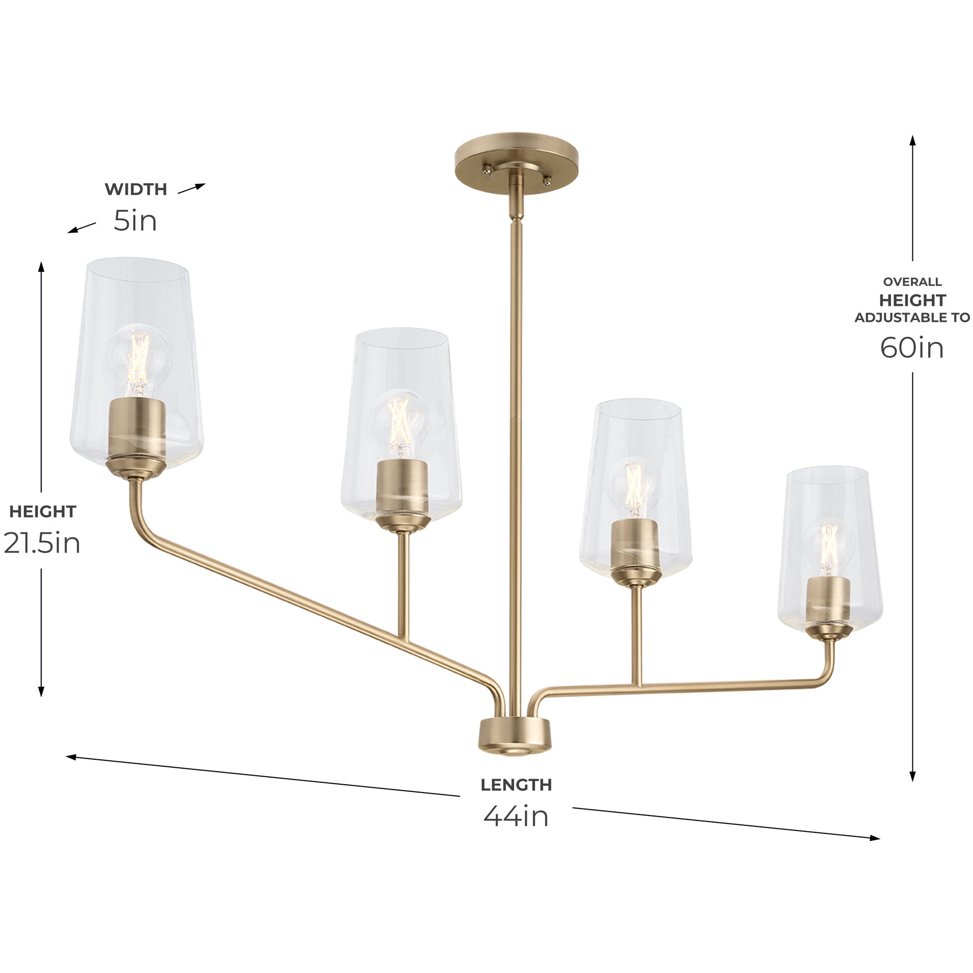 Celino Linear Chandelier Ceiling Light in Champagne Bronze