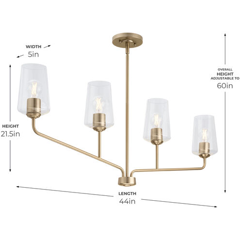 Celino Linear Chandelier Ceiling Light in Champagne Bronze