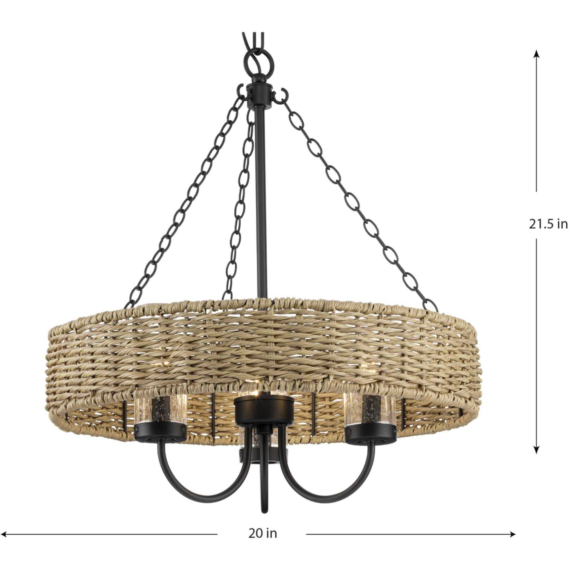 Pembroke 3 Light 20 inch Matte Black Outdoor Chandelier
