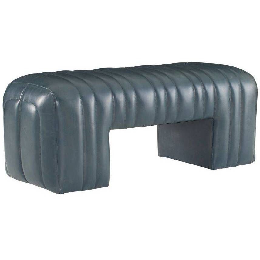 Hastings Distressed Storm Leather Bench