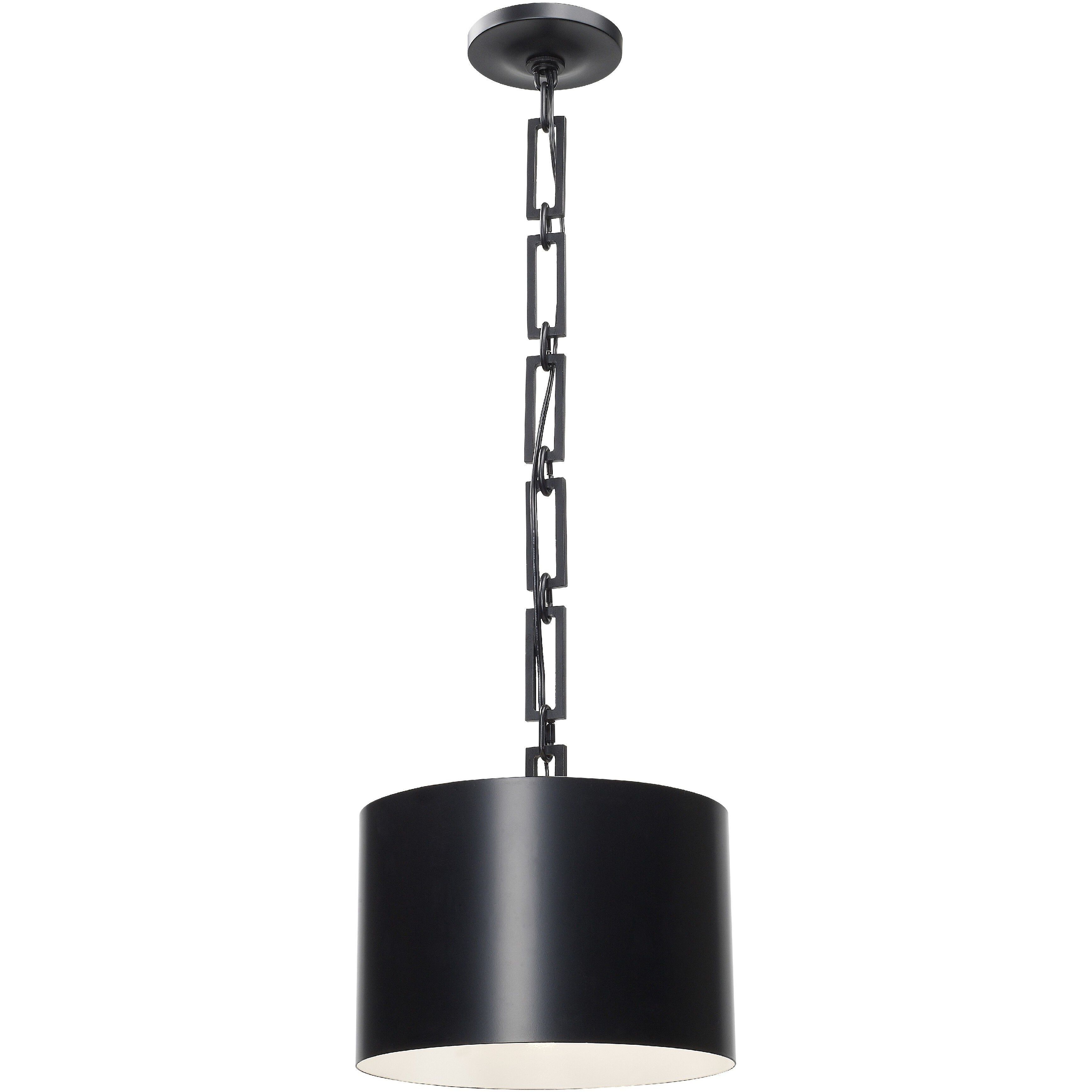 Alston 1 Light 12 inch Matte Black and White Mini Pendant Ceiling Light in Matte Black with White