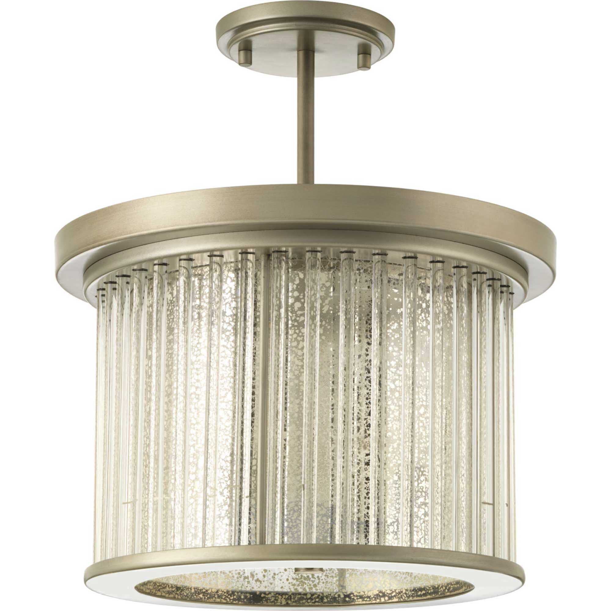 Point Dume™ Sequit Point 3 Light 14 inch Antique Nickel Semi-Flush Convertible Ceiling Light, Design Series