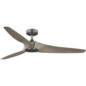 Manvel 60 inch Antique Nickel with Antique Wood Blades Outdoor Ceiling Fan