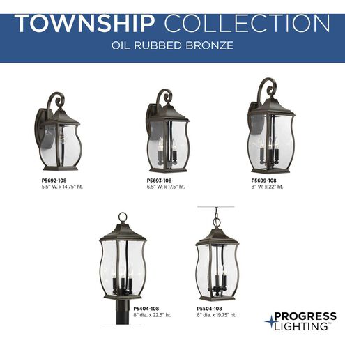 Township 1 Light 15 inch Oil Rubbed Bronze Outdoor Wall Lantern, Small