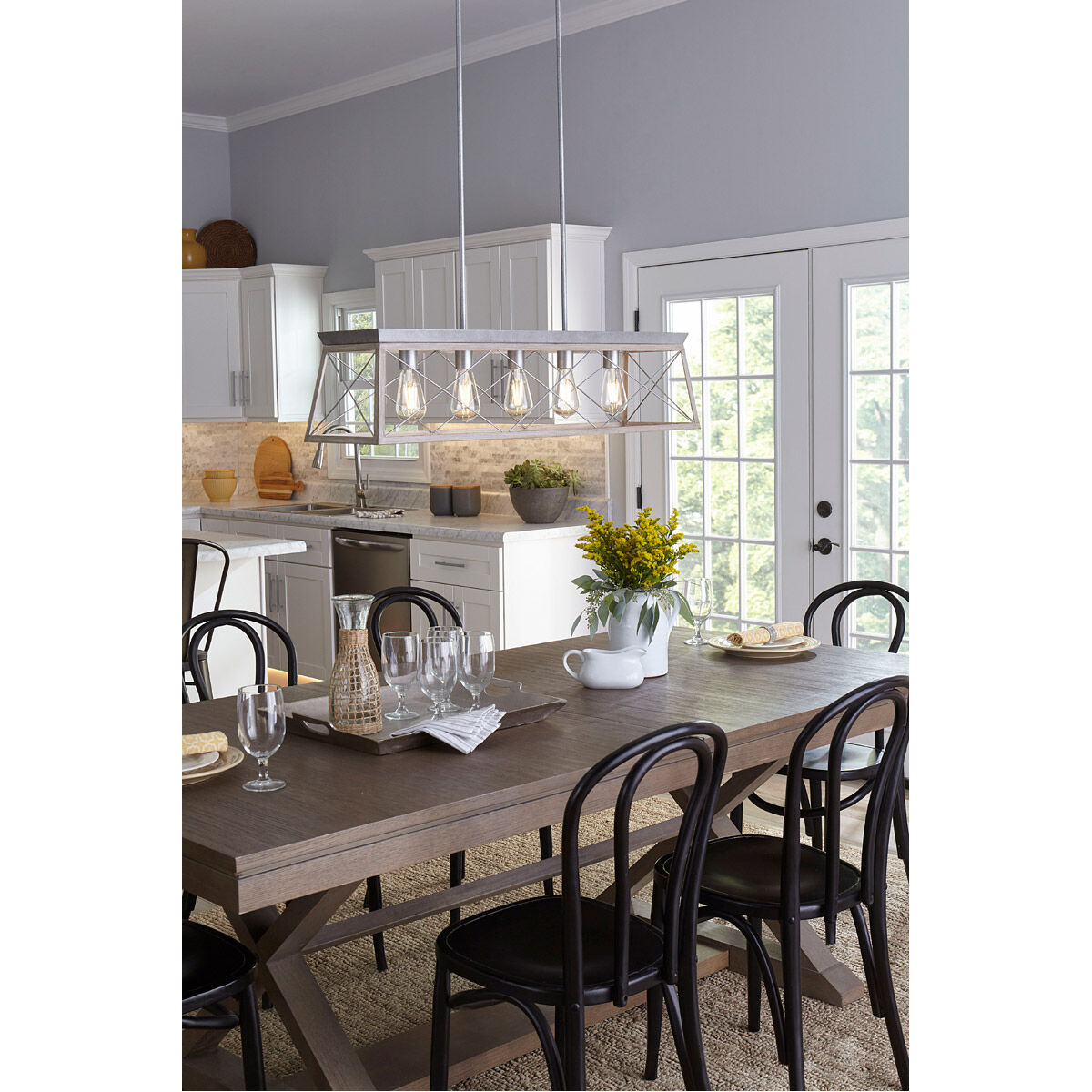 Briarwood 5 Light 38 inch Galvanized Linear Chandelier Ceiling Light