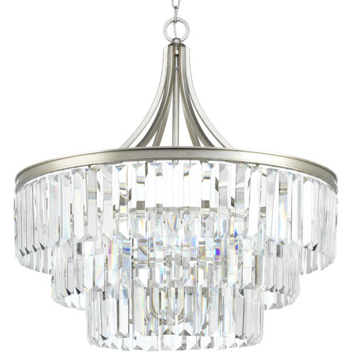 Glimmer 6 Light Silver Ridge Pendant Ceiling Light, Design Series