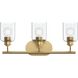 Reines 3 Light 22.75 inch Brushed Gold Bath Vanity Wall Light