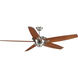 Caleb 68 inch Brushed Nickel with Medium Cherry Blades Ceiling Fan
