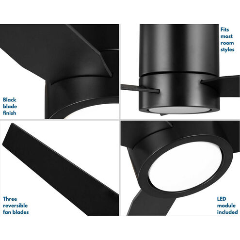 Braden 44 inch Black with Black/Distressed Ebony Blades Hugger Ceiling Fan, Progress LED
