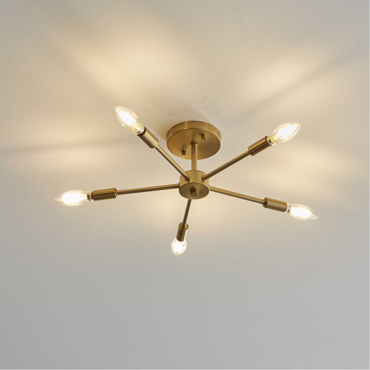 Delayne 5 Light 16 inch Brushed Bronze Semi-Flush Mount Ceiling Light
