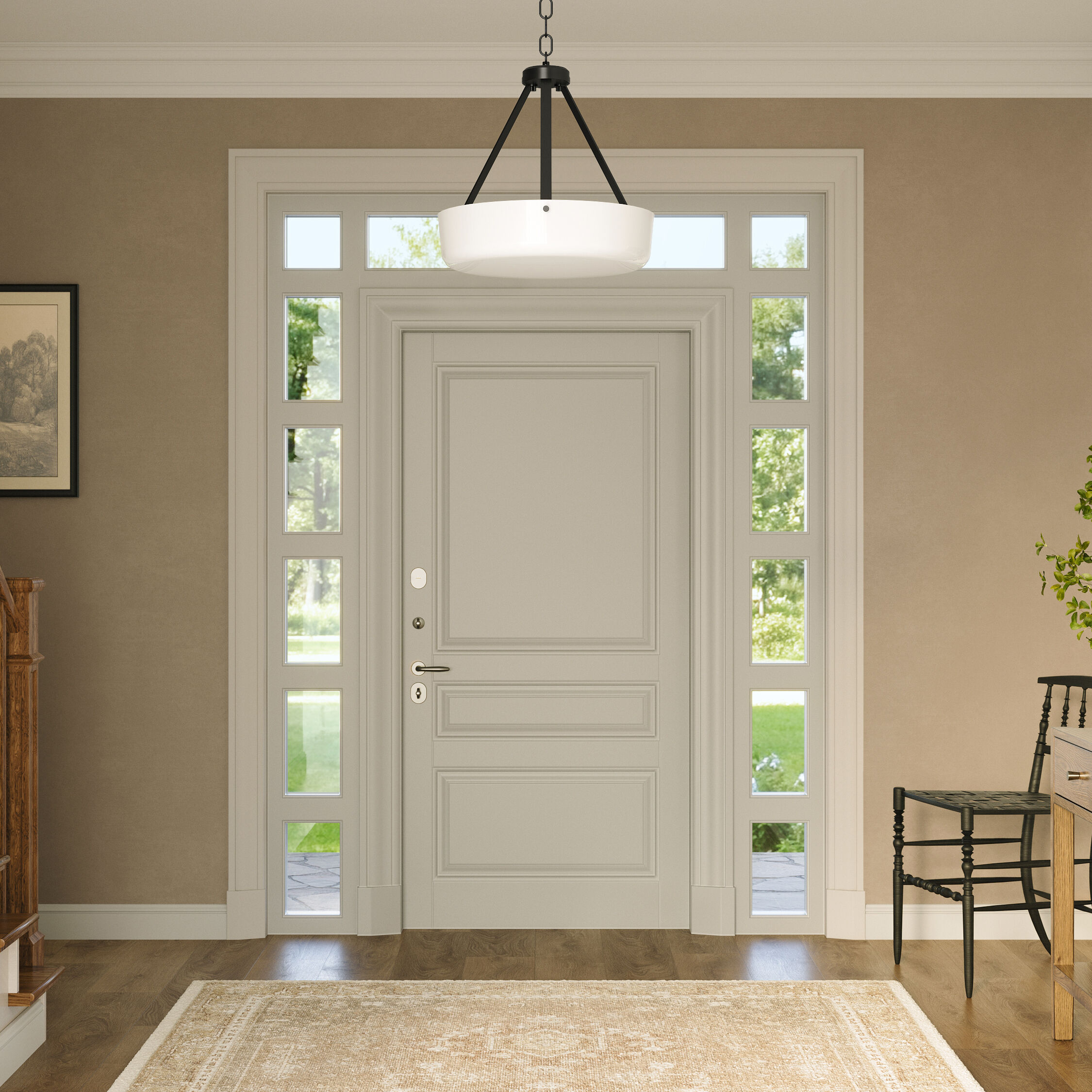 Lieon 3 Light 15.75 inch Black Convertible Pendant Ceiling Light