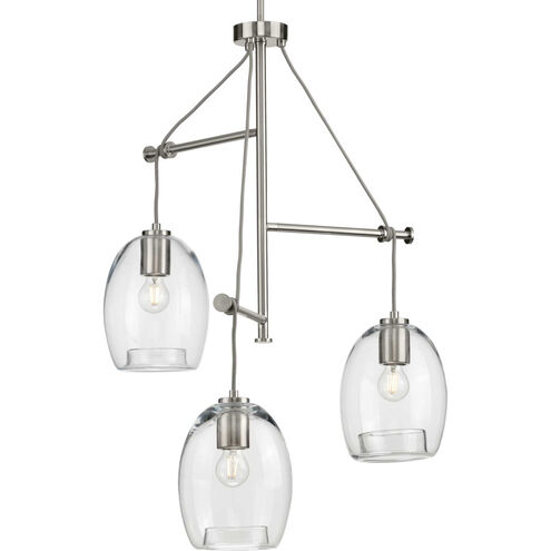 Caisson 3 Light Brushed Nickel Pendant Ceiling Light