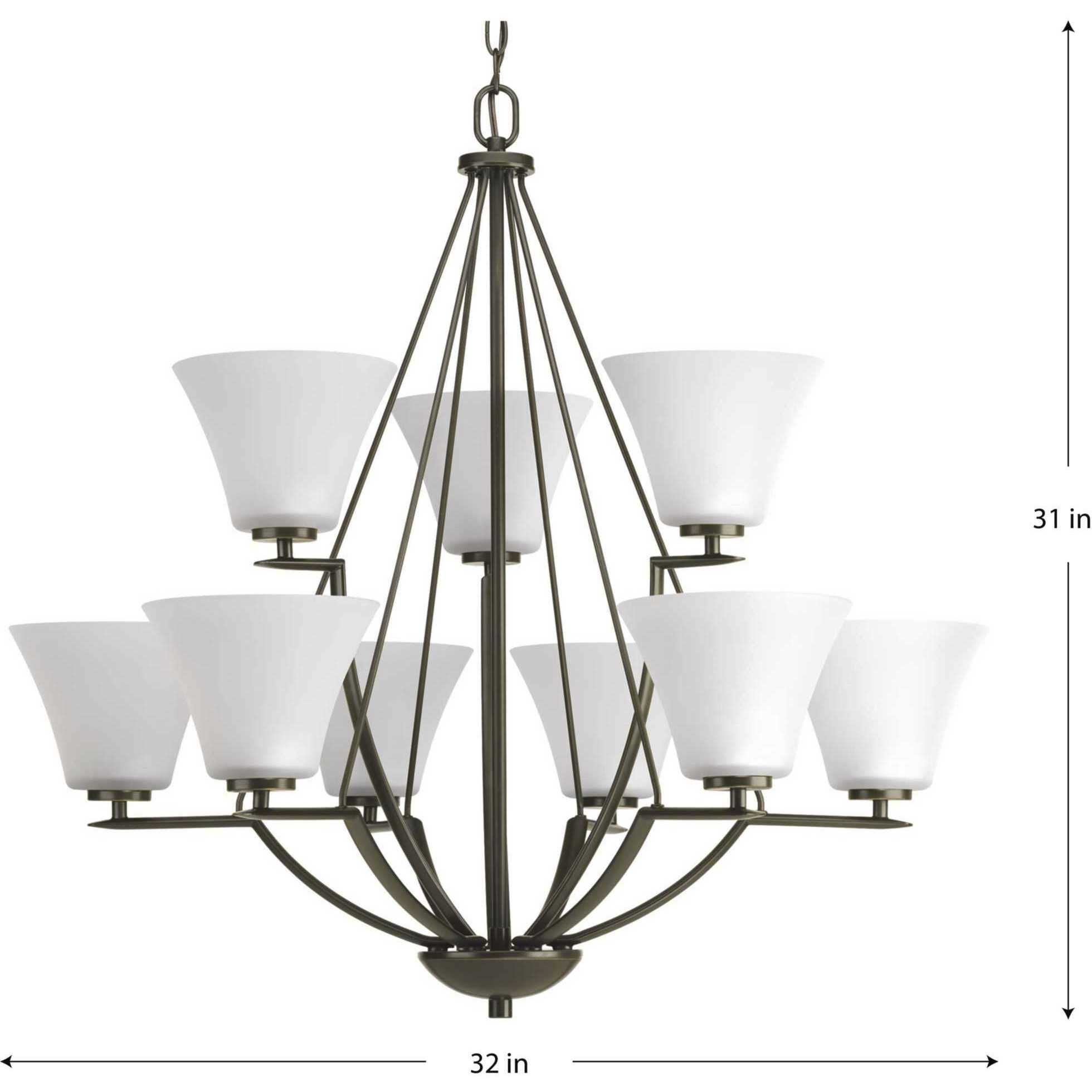 Bravo 9 Light 32 inch Antique Bronze Chandelier Ceiling Light