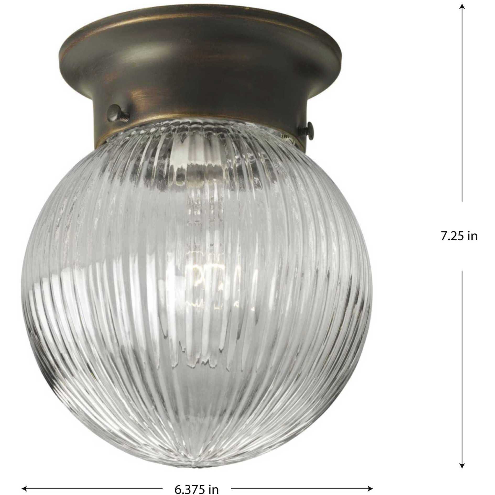 Glass Globes 1 Light 6.38 inch Antique Bronze Flush Mount Ceiling Light