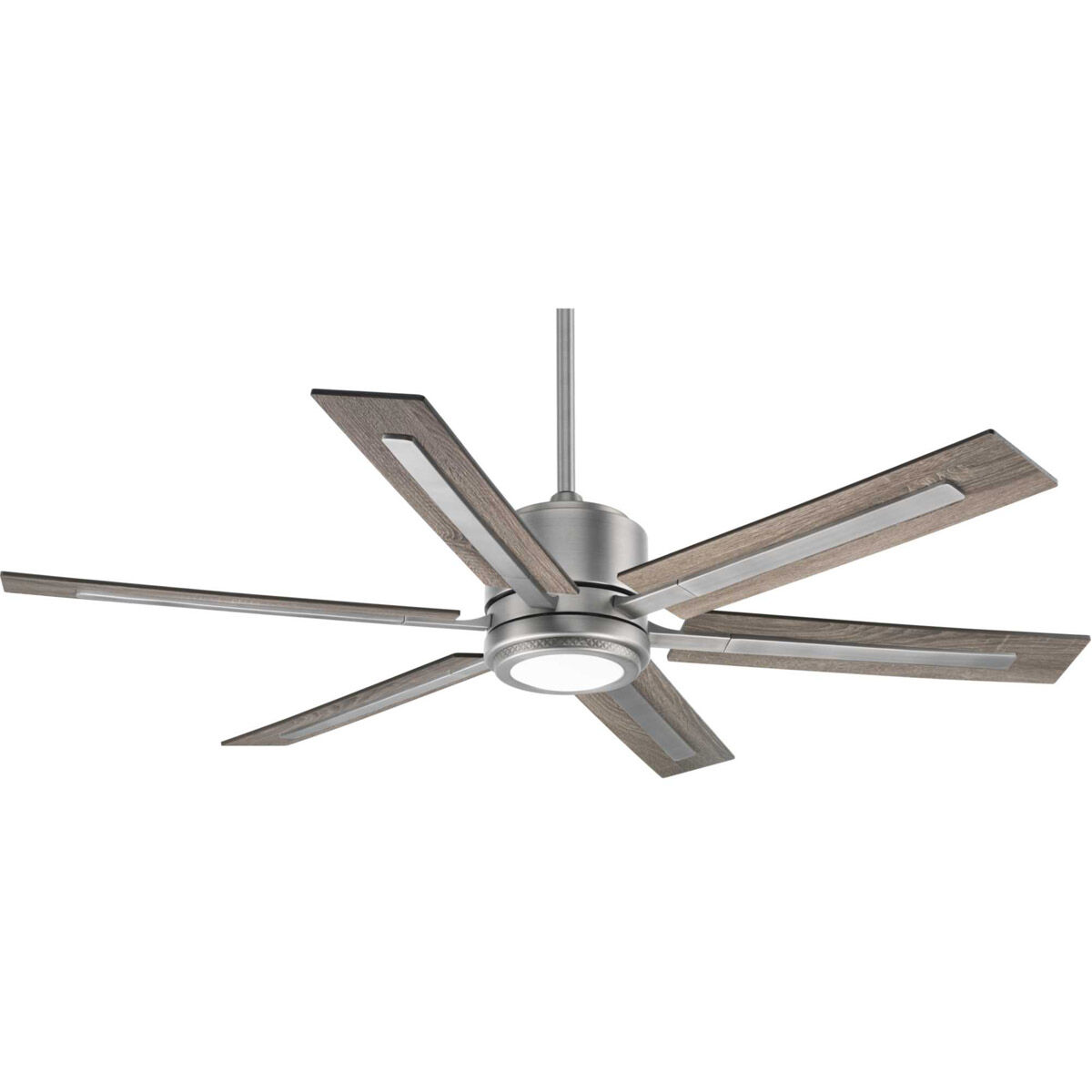 Glandon 60 inch Antique Nickel with Walnut/Driftwood Blades Ceiling Fan, Progress LED