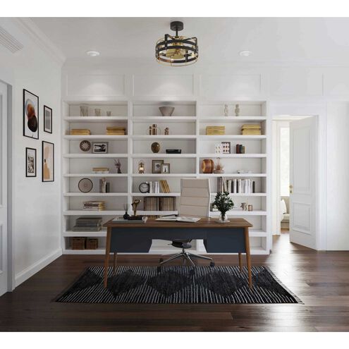 Sewell 24 inch Matte Black with Brushed Brass Blades Ceiling Fan