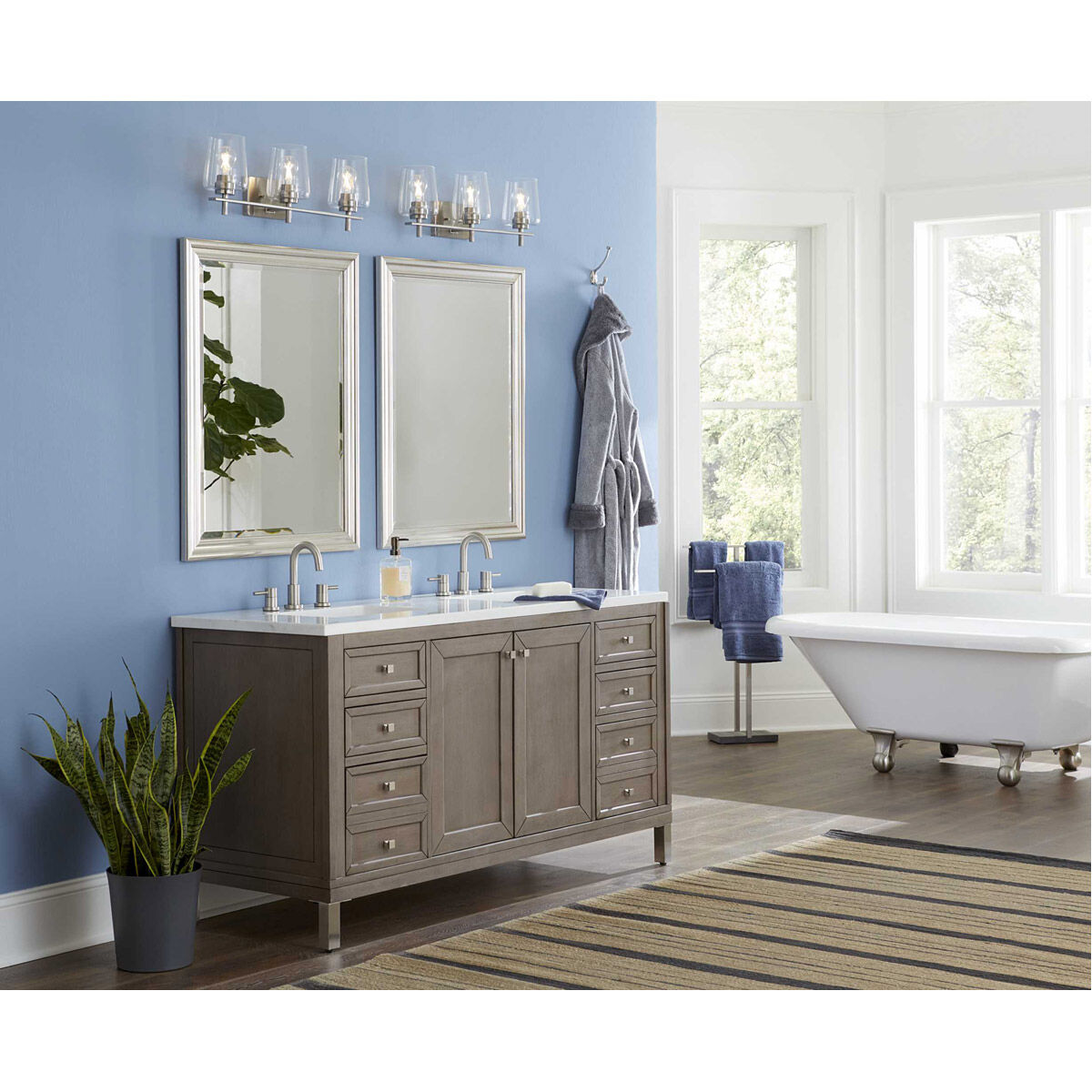 Calais 3 Light 24 inch Brushed Nickel Bath Vanity Wall Light