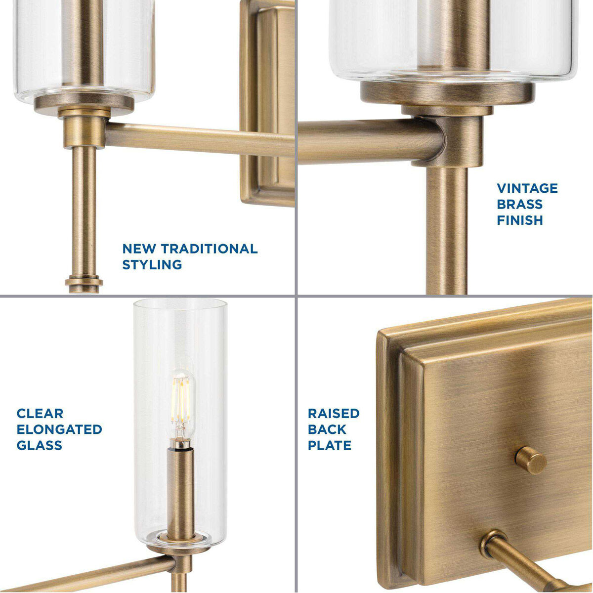 Elara 3 Light 22 inch Vintage Brass Bath Vanity Wall Light