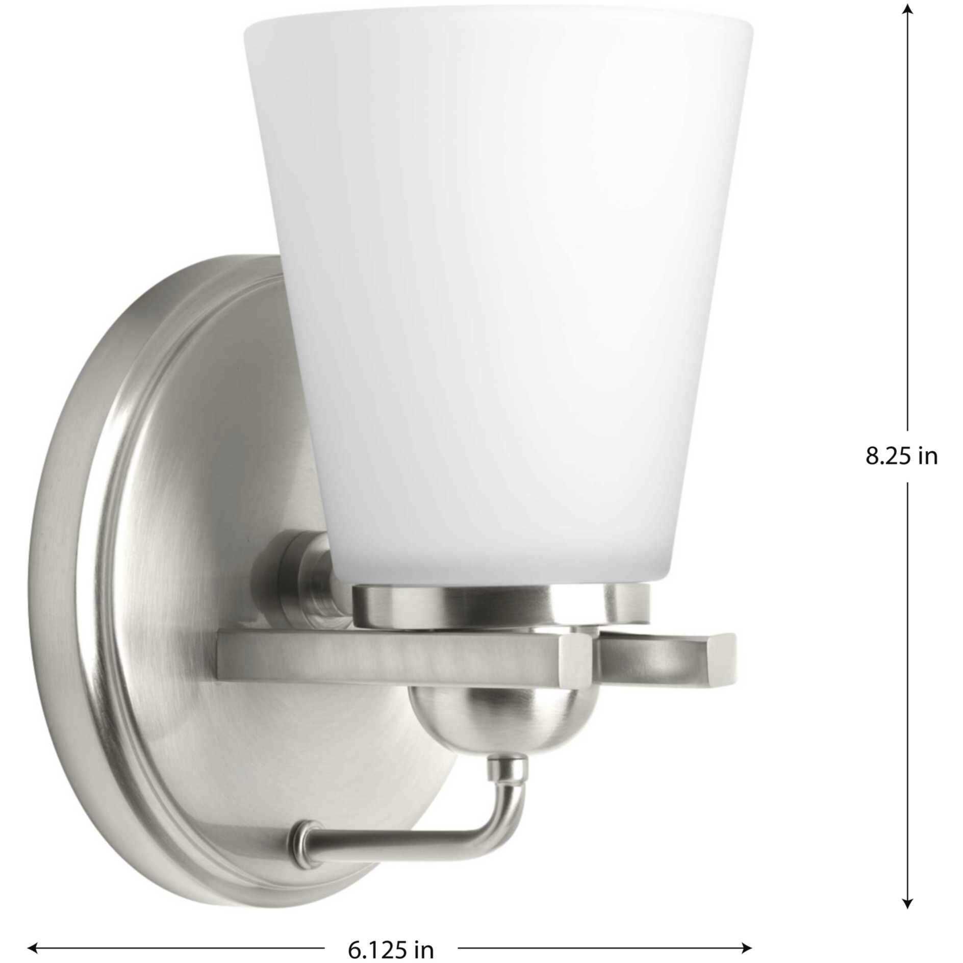Flight 1 Light 6 inch Brushed Nickel Bath Vanity Wall Light, Design Series