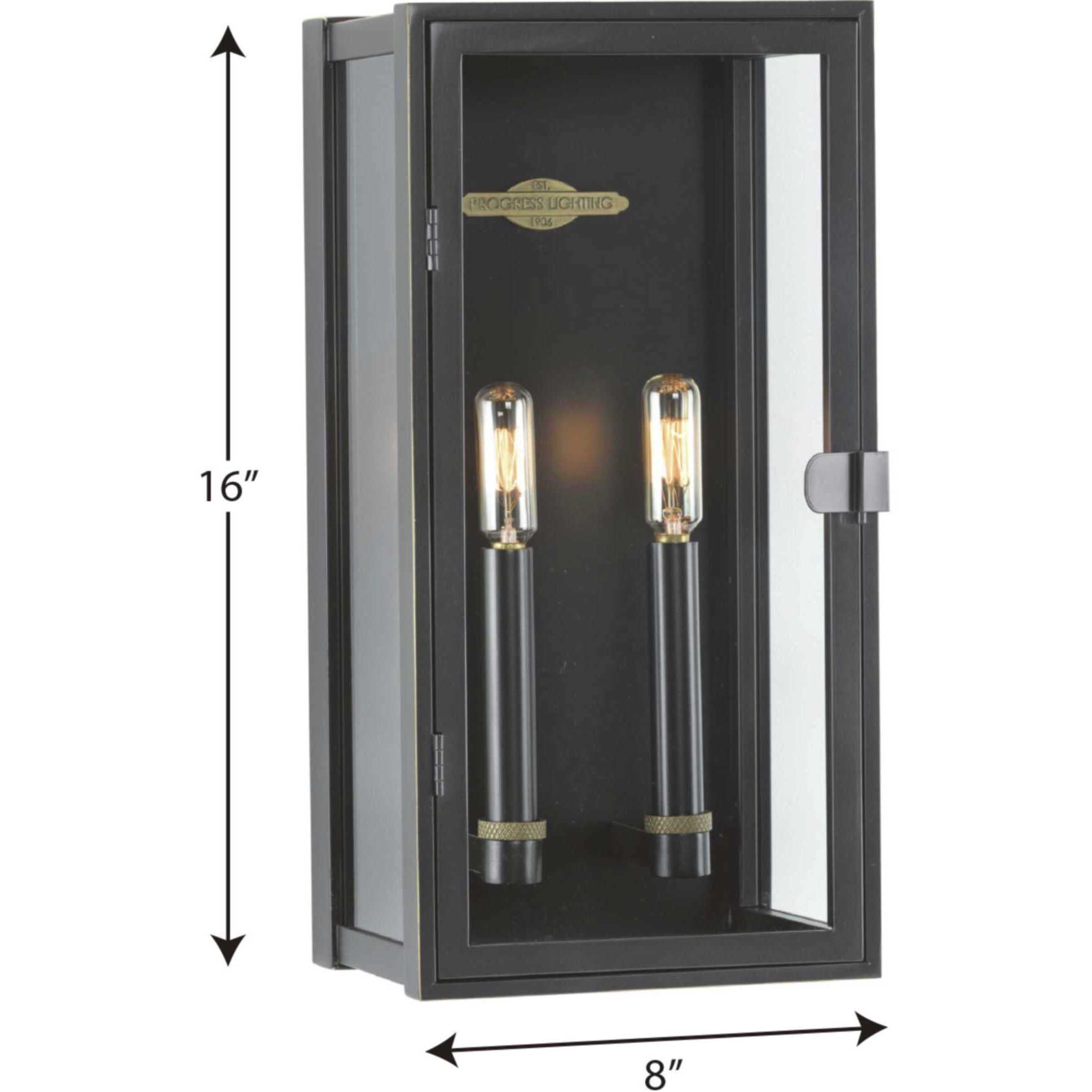 Stature 2 Light 16 inch Oil Rubbed Bronze Outdoor Wall Lantern