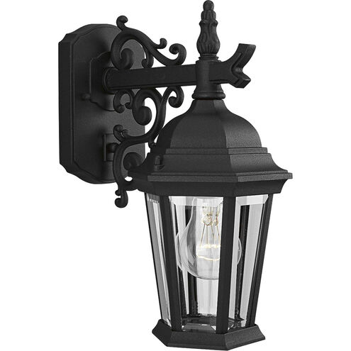 Welbourne 1 Light 13 inch Textured Black Outdoor Wall Lantern in Clear Beveled, Standard, Small