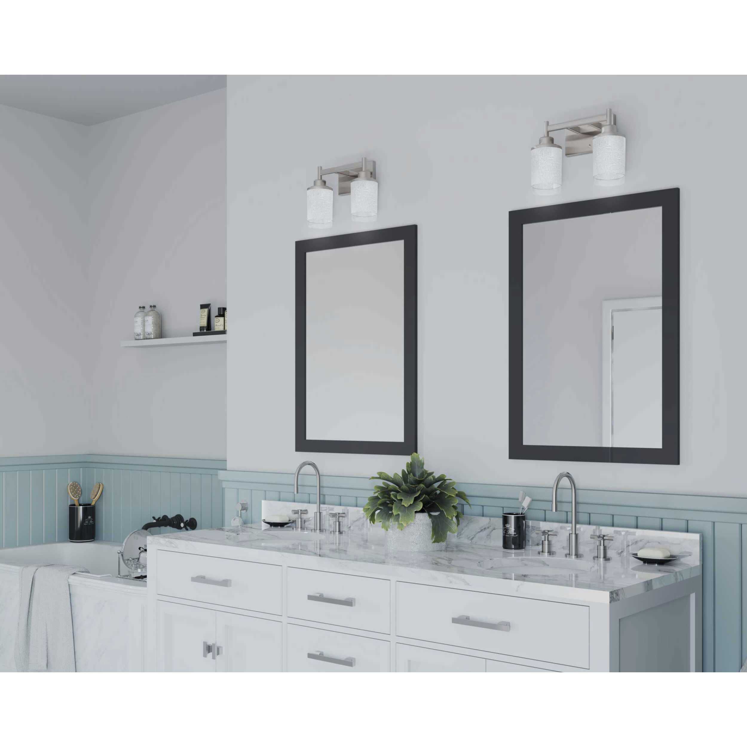 Alexa 2 Light 13 inch Brushed Nickel Bath Vanity Wall Light