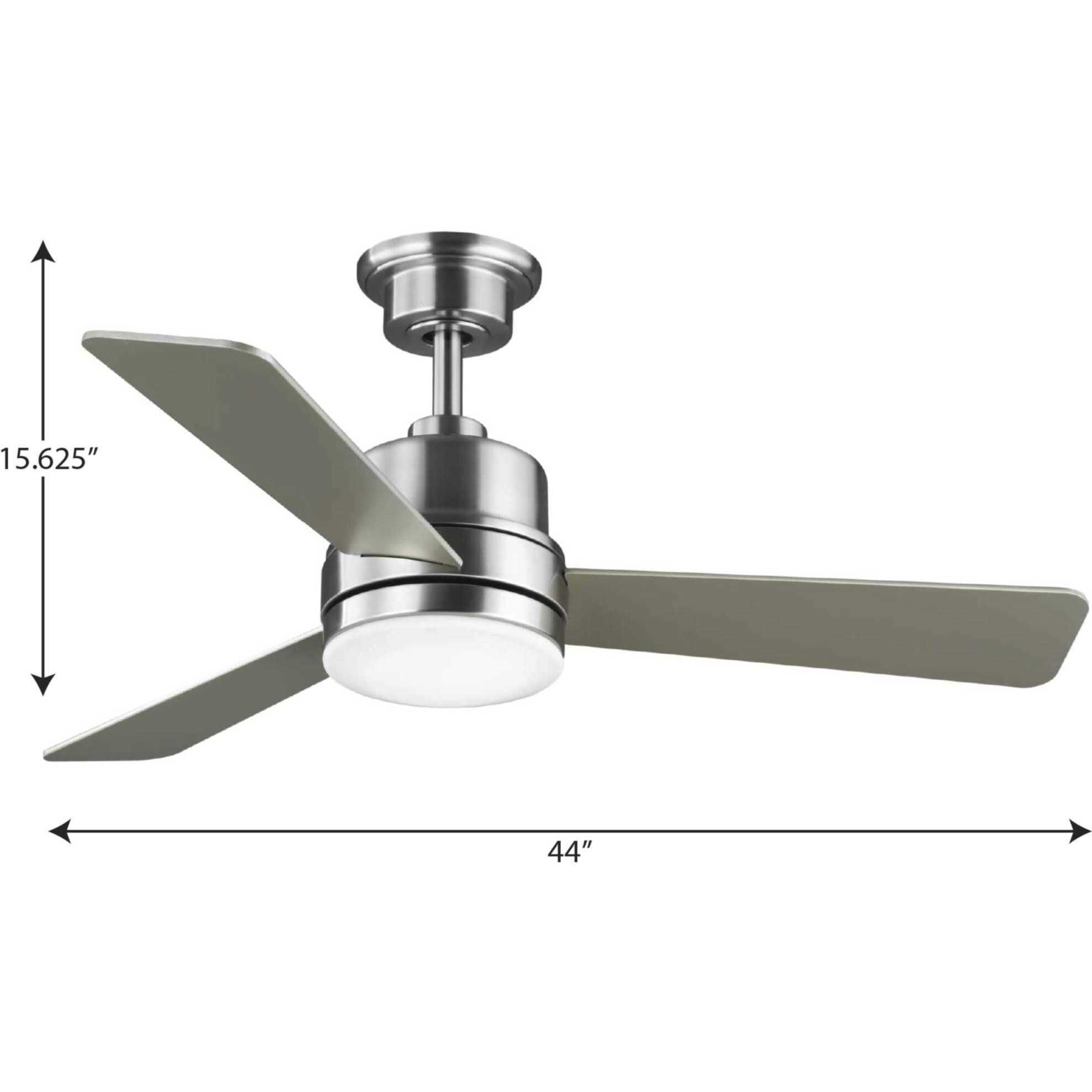 Trevina II 44 inch Brushed Nickel with Silver Blades Ceiling Fan, Progress LED