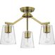 Vertex 3 Light 18 inch Brushed Gold Convertible Chandelier Ceiling Light