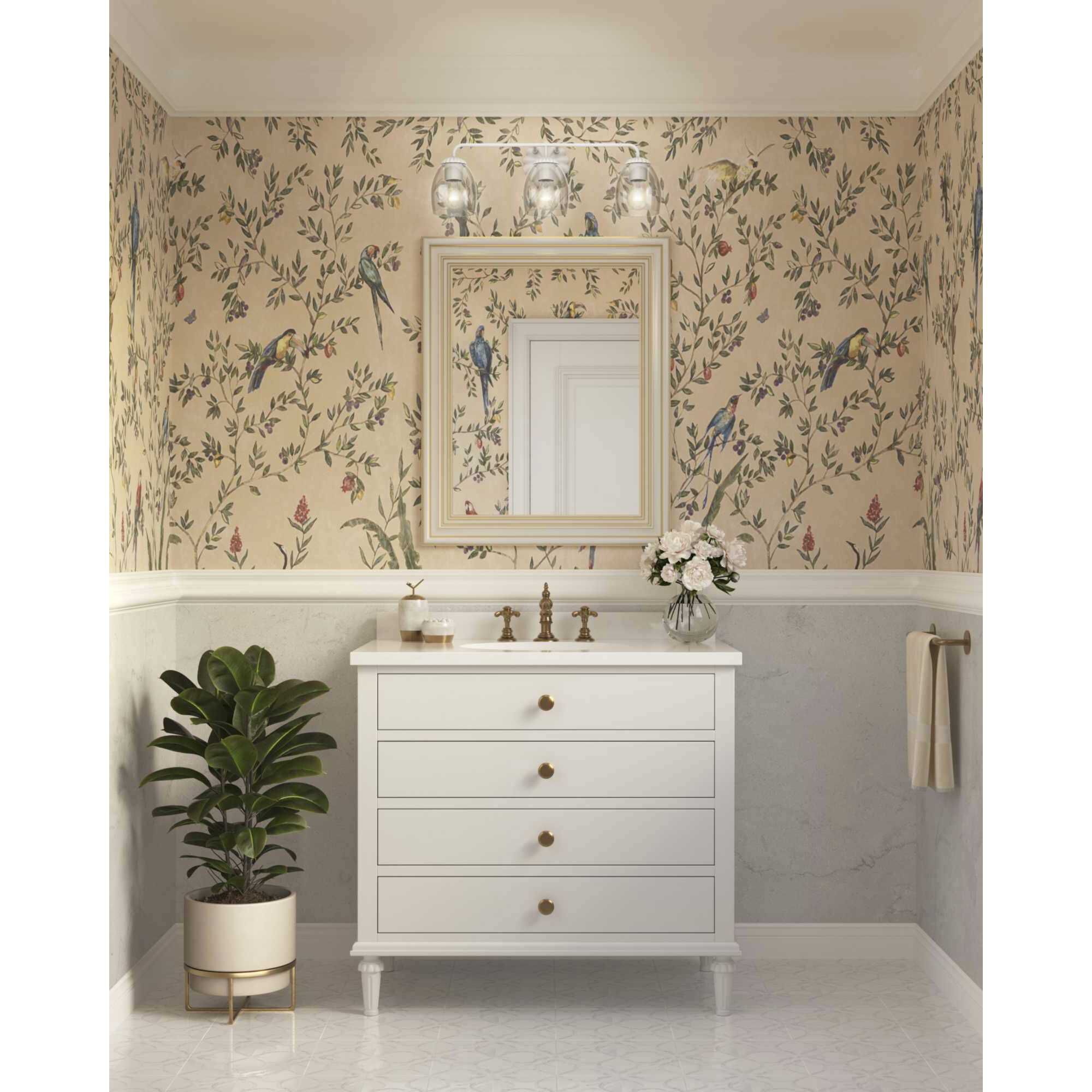 Quillan 3 Light 23.87 inch White Plaster Bathroom Vanity Light Wall Light