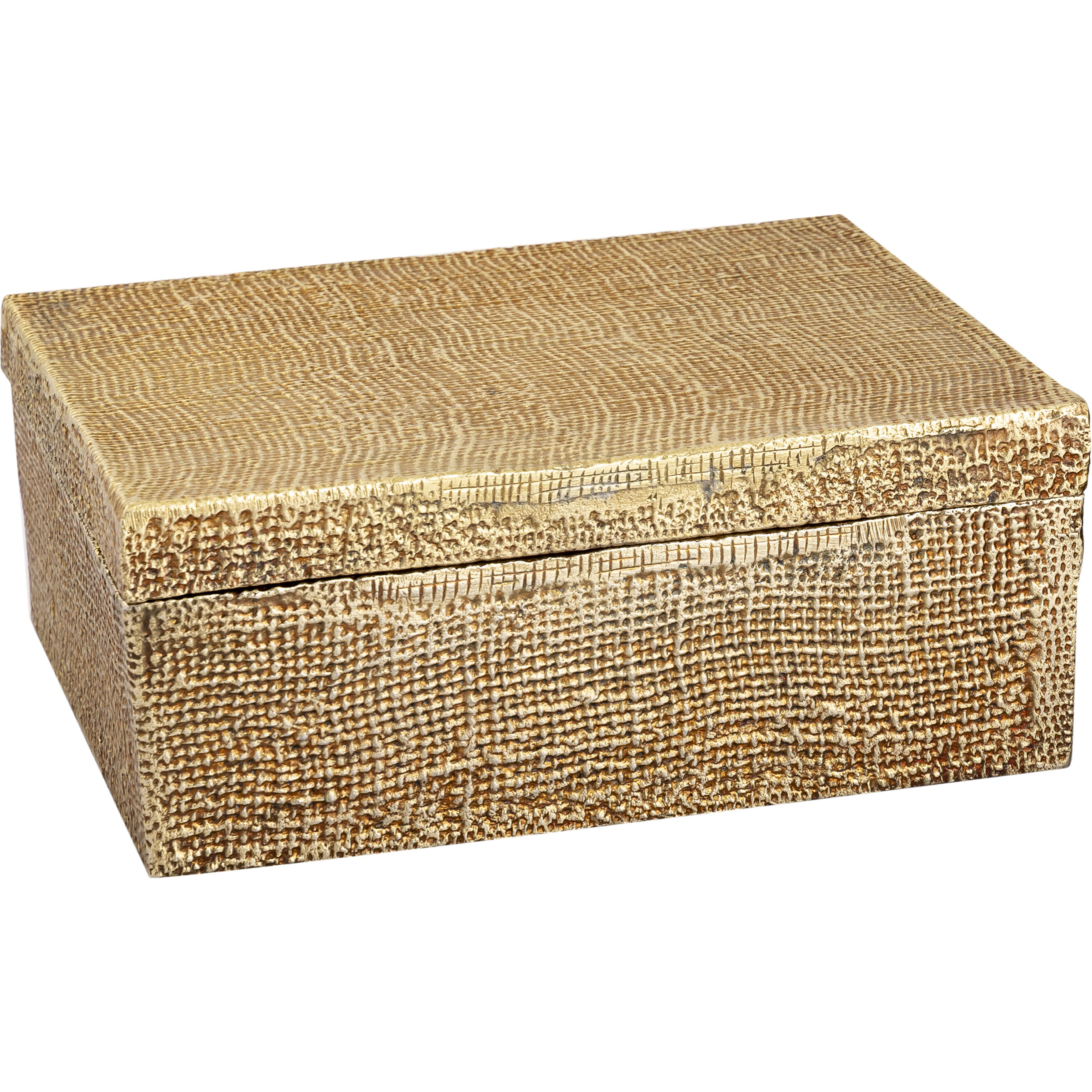 Square Linen 8 X 8 inch Antique Brass Box