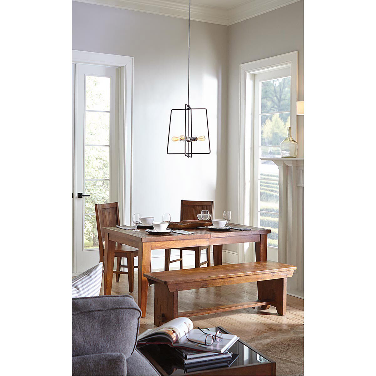 Re-Bar 4 Light 21.88 inch Polished Chrome Pendant Ceiling Light, Design Series