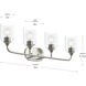 Ilia 4 Light 31 inch Brushed Nickel Bath Vanity Wall Light