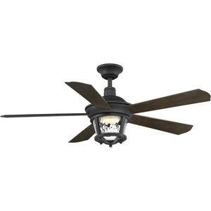 Smyrna 52 inch Forged Black with Toasted Oak Blades Indoor/Outdoor Ceiling Fan, Progress LED
