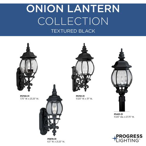 Onion 4 Light 28 inch Textured Black Outdoor Post Lantern
