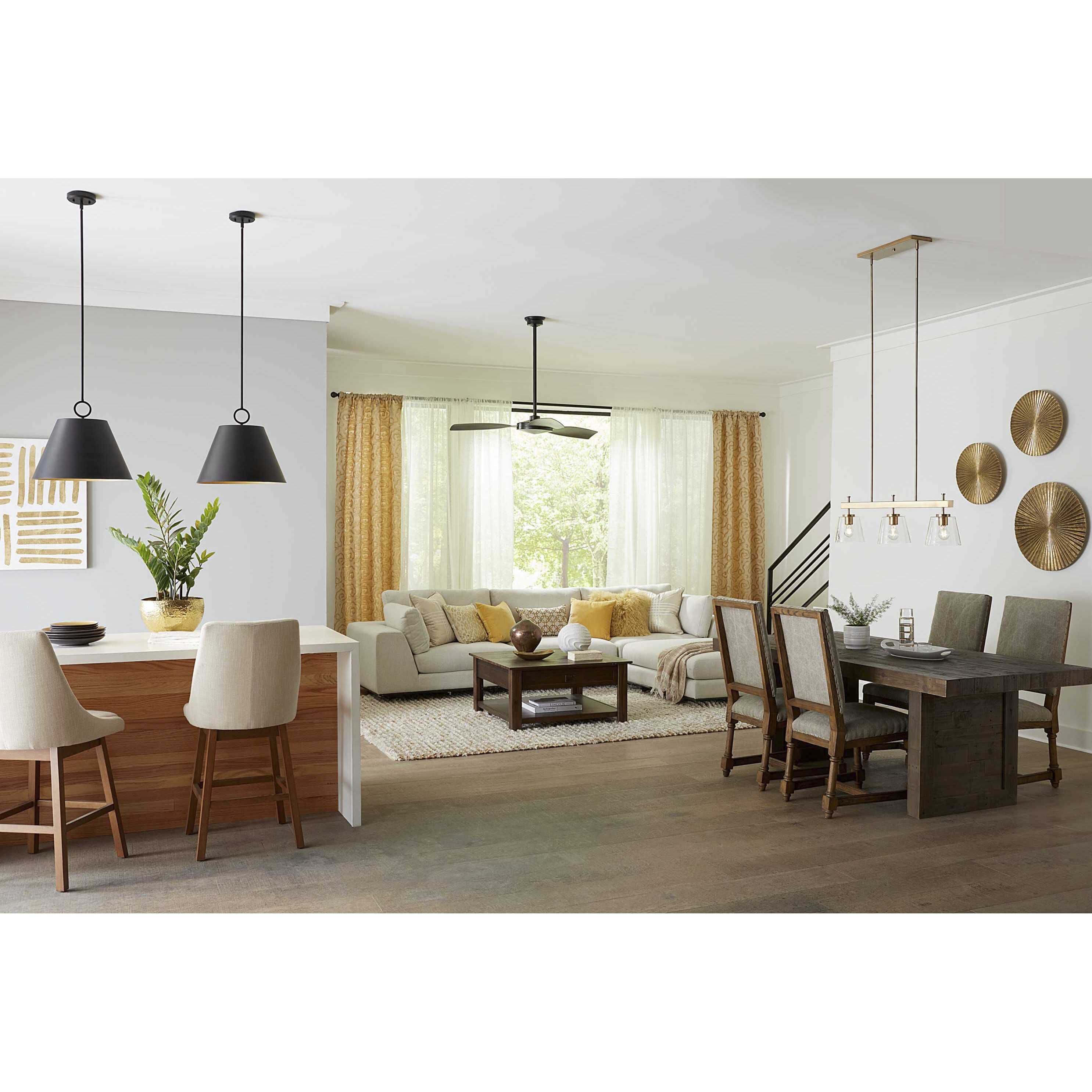 Saffert 3 Light 40 inch Vintage Brass Island Pendant Ceiling Light, Design Series