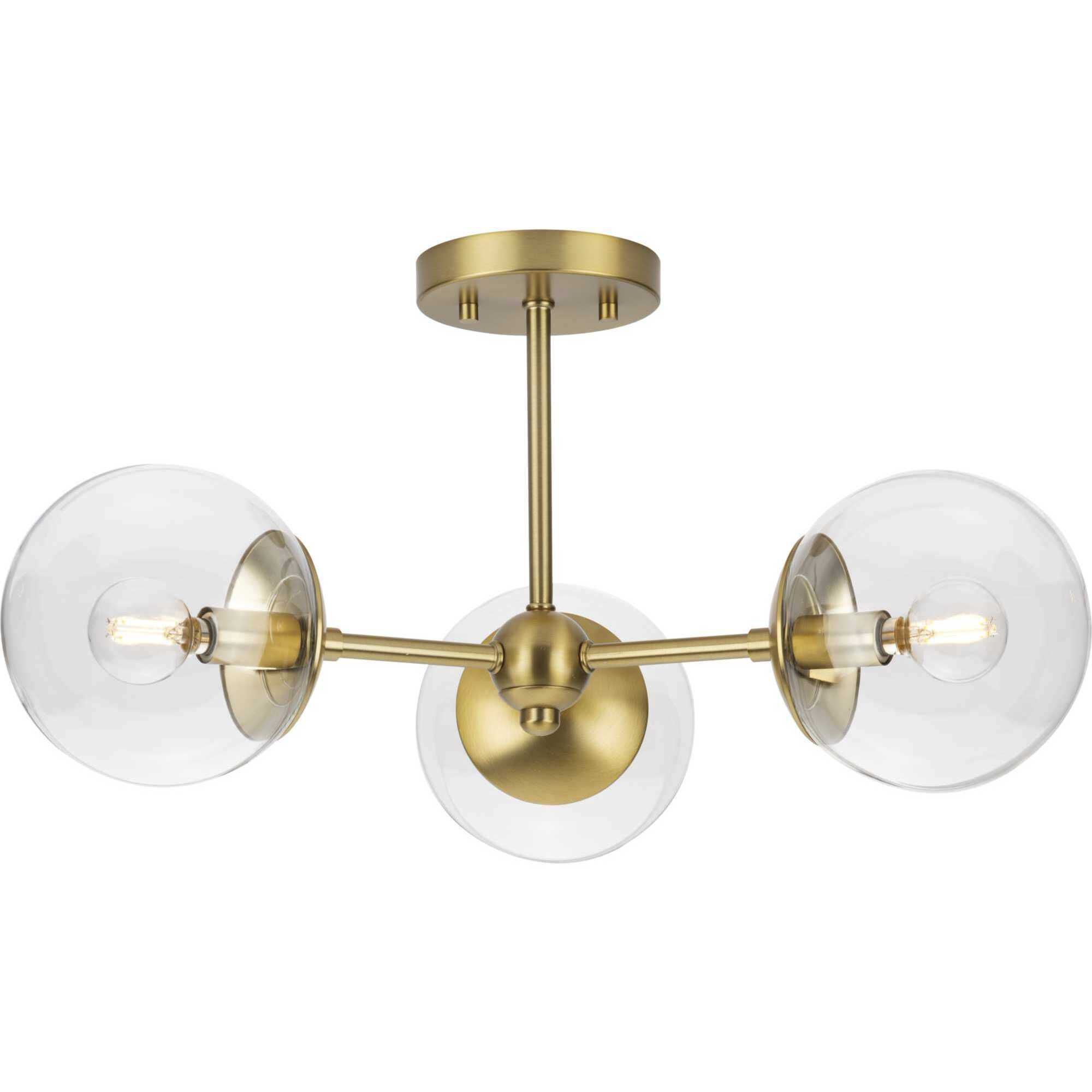 Atwell 3 Light 22 inch Brushed Bronze Semi-Flush Mount Ceiling Light