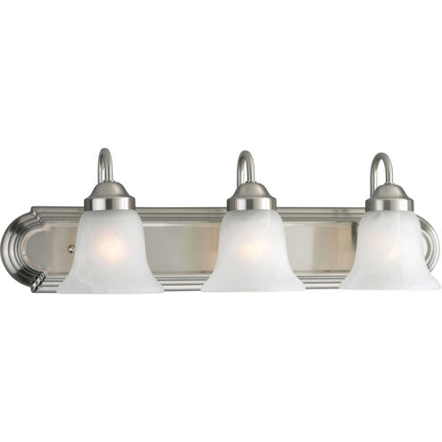 Alabaster Glass 3 Light 24 inch Brushed Nickel Bath Vanity Wall Light in Bulbs Not Included, Standard