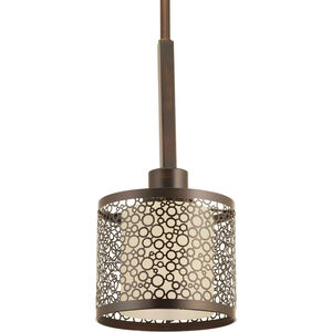 Mingle 1 Light 6 inch Antique Bronze Mini-Pendant Ceiling Light in Etched Spotted Tea Glass