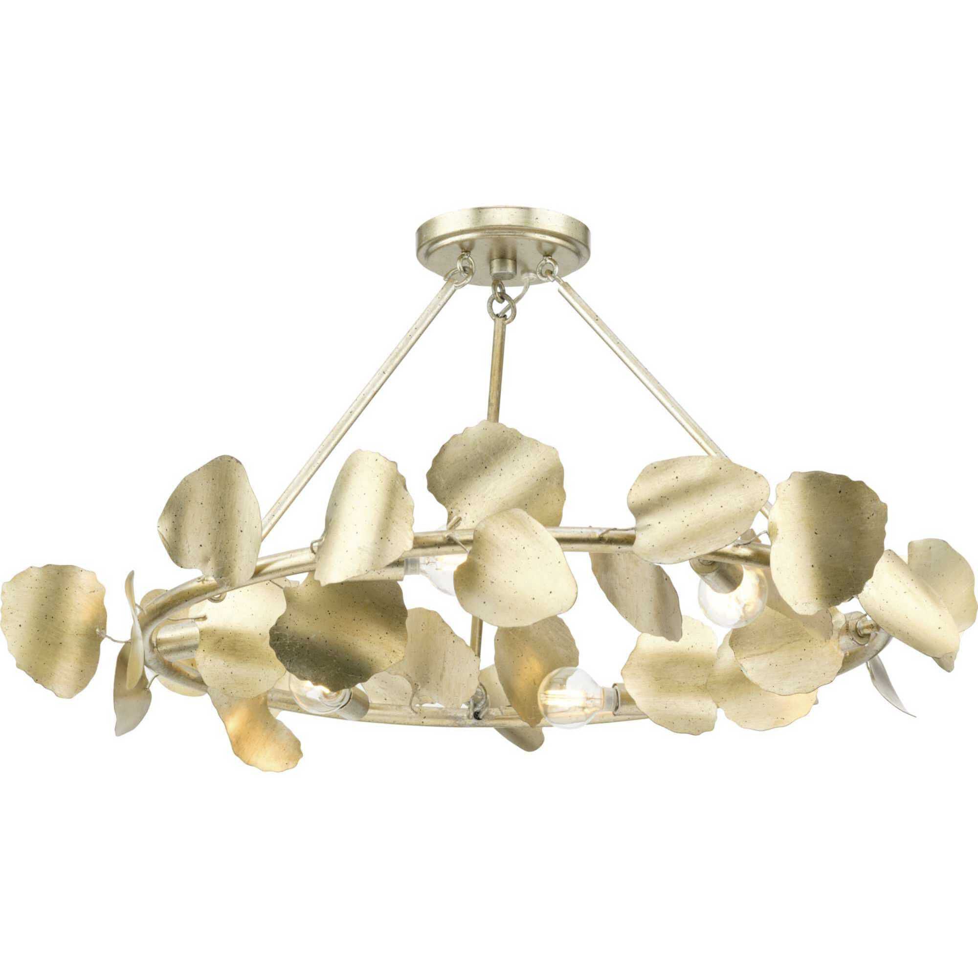 Laurel 6 Light 28 inch Gilded Silver Semi-Flush Mount Ceiling Light, Design Series