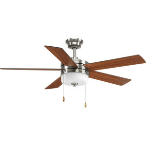 Verada 52 inch Brushed Nickel with Medium Cherry/American Walnut Blades Ceiling Fan, Progress LED