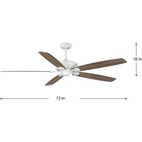 Kennedale 72 inch Satin White with Driftwood/Satin White Blades Ceiling Fan in Matte White