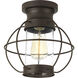 Haddon 1 Light 10 inch Antique Bronze Outdoor Flush Mount