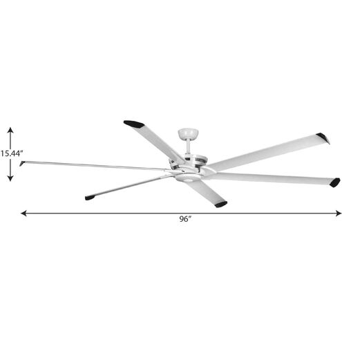 Huff 96 inch Satin White with Matte White Blades Ceiling Fan