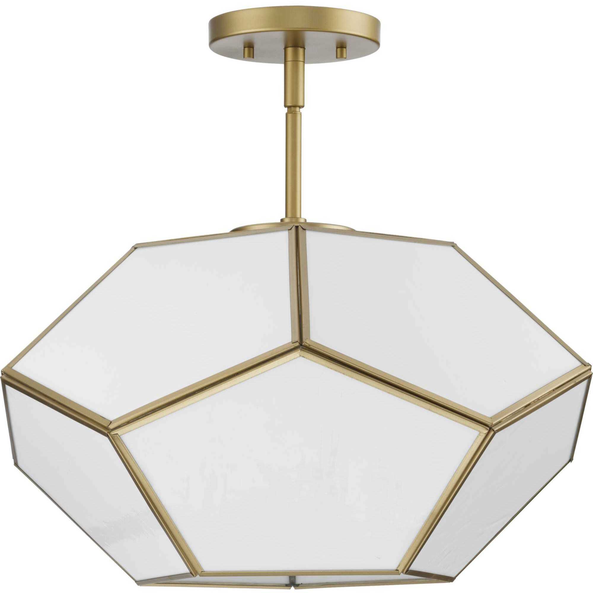 Latham 3 Light 18 inch Vintage Gold Semi-Flush Mount Ceiling Light